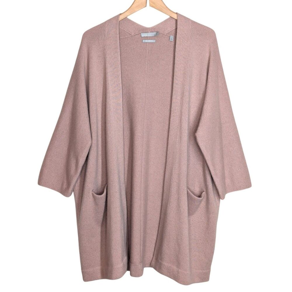 EUC Vince 100% Cashmere Open Front Cardigan Sz XS Pink Relaxed Soft Oversized - Picture 1 of 8